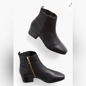 Talbots Dakota Ankle Boots | Women’s 7.5 | Black Pebbled Leather